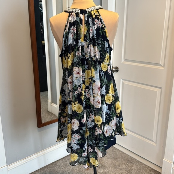 Kimcine Curve Floral Halter Dress with Beaded Neckline - Picture 7 of 13